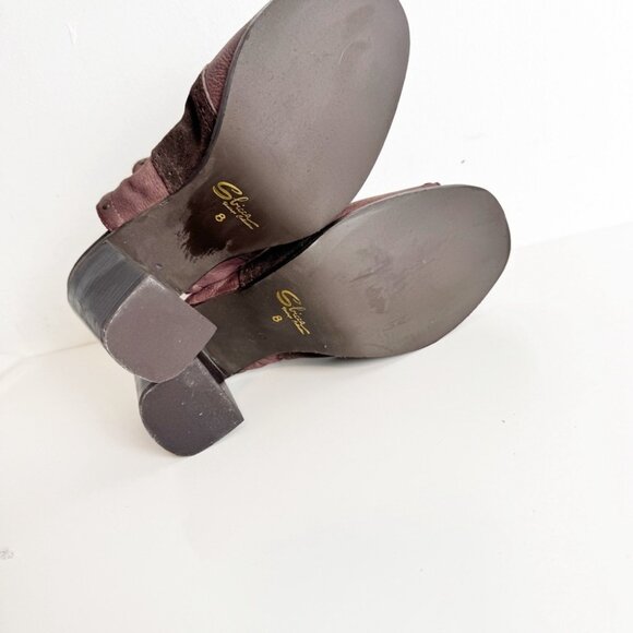 New Sbicca Leather and Suede Block Heel Sandals in Dark Burgundy Maroon - Picture 7 of 9